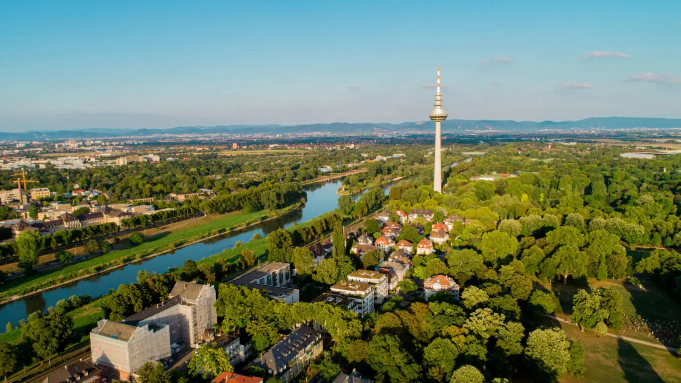 Aerial View Cityscape of Mannheim Germany